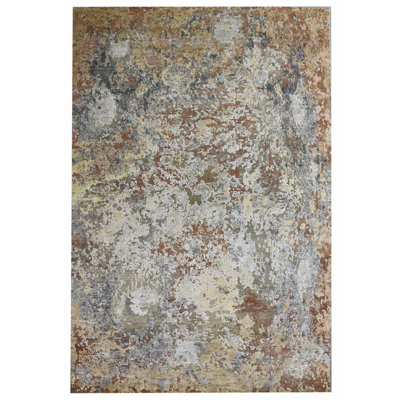 Bokara Rug Co., Inc. Abstract HandKnotted Gray/Blue/Rust Area Rug Perigold